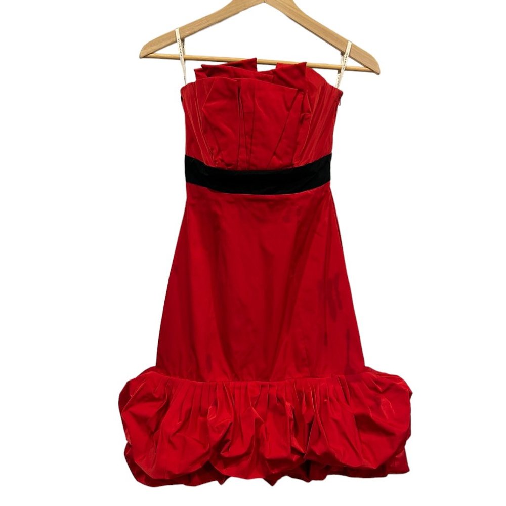 Karen Millen Red and Black Mermaid Tea Length Dress